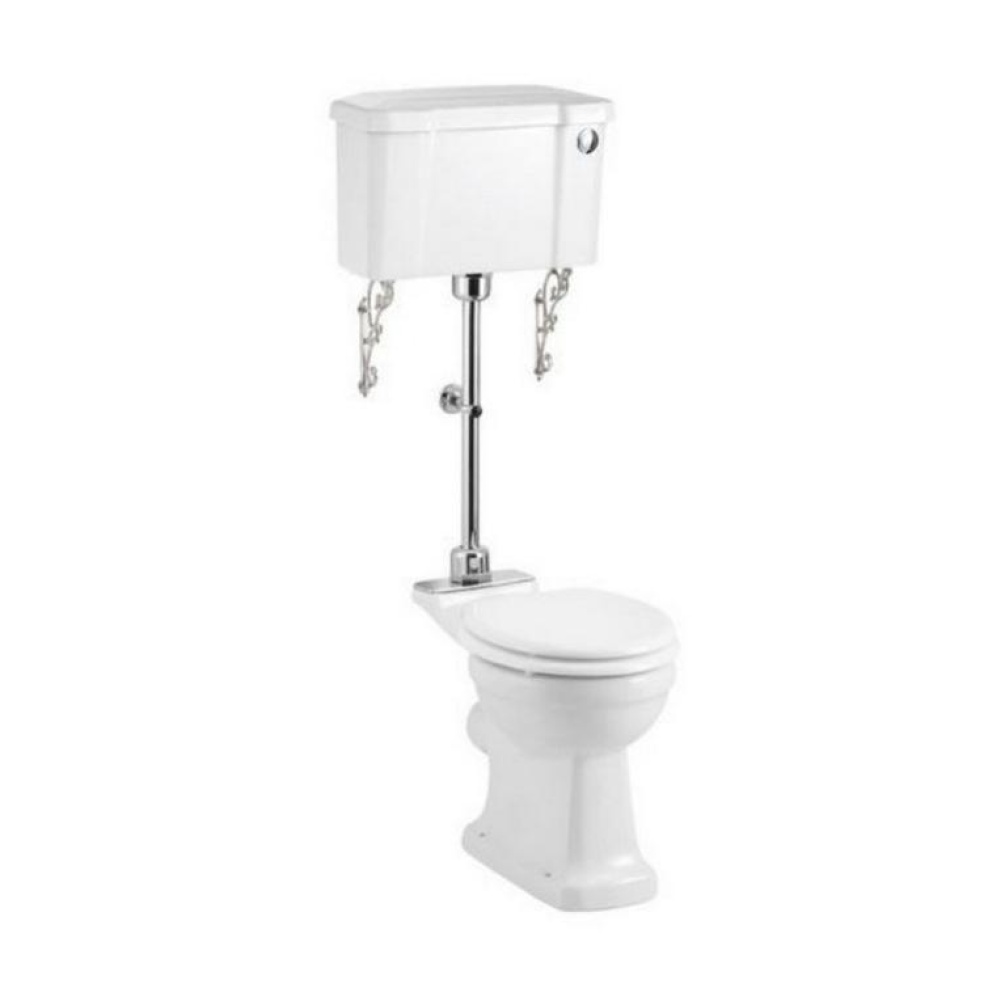 Product Cut out image of the Burlington Slimline Medium Level Toilet with Push Button